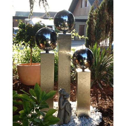 Edelstahl Gartenbrunnen Frankfurt 3er SET 125S25