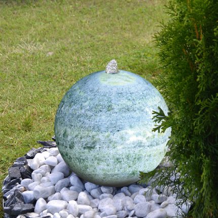 Gartenbrunnen Marmorkugel Green Crystal 30 LED
